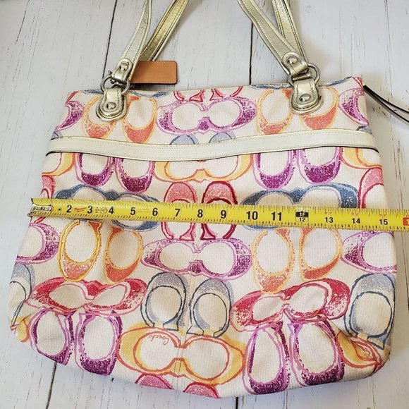 Coach Signature Multicolor Print Tote - Picture 9 of 12